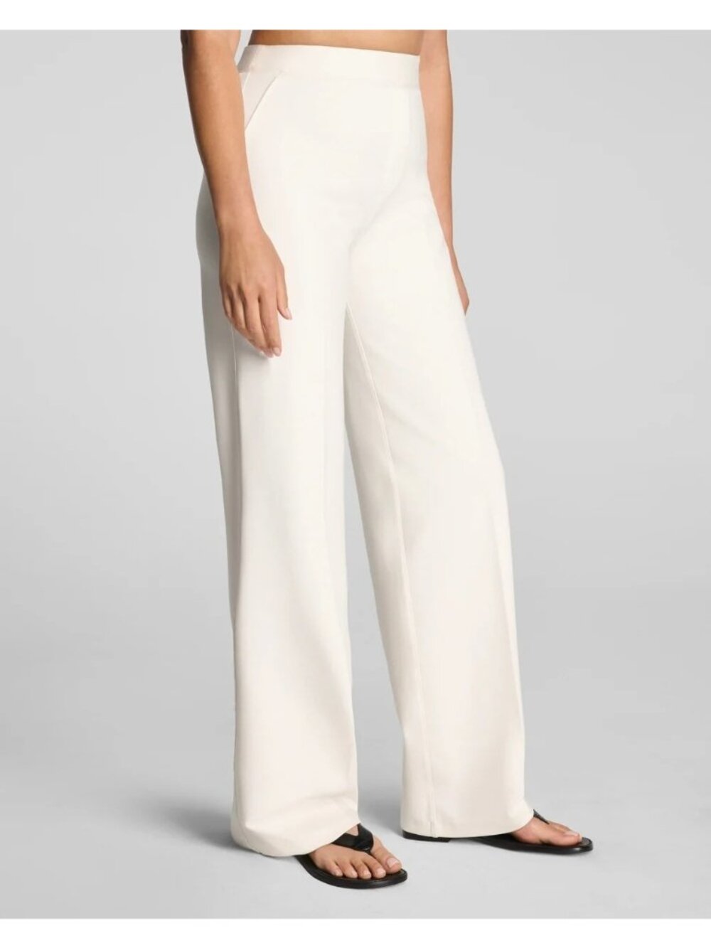 NEW Spanx Ponte Wide-Leg Perfect Fit SpanxSupersmooth Ivory Medium HIgh-Rise